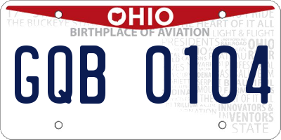 OH license plate GQB0104