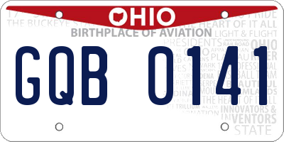 OH license plate GQB0141