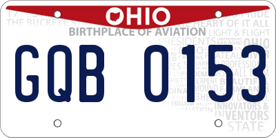 OH license plate GQB0153
