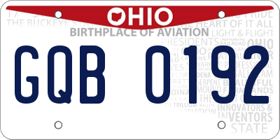 OH license plate GQB0192