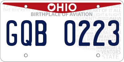 OH license plate GQB0223