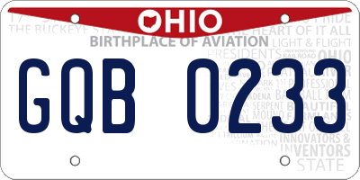 OH license plate GQB0233
