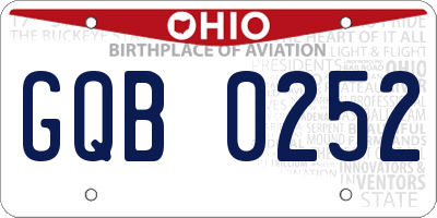 OH license plate GQB0252