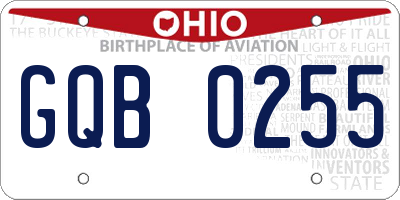 OH license plate GQB0255