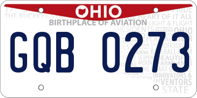 OH license plate GQB0273
