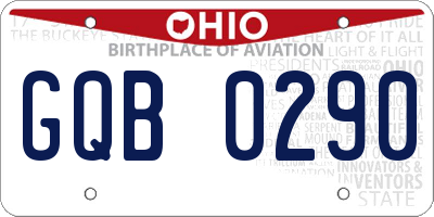 OH license plate GQB0290