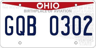 OH license plate GQB0302