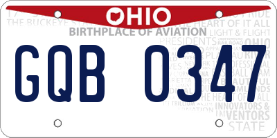 OH license plate GQB0347