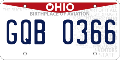 OH license plate GQB0366