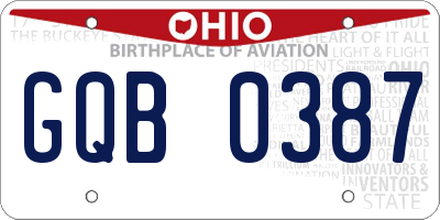 OH license plate GQB0387