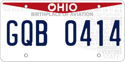 OH license plate GQB0414