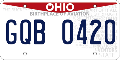 OH license plate GQB0420