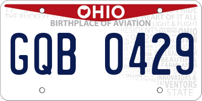 OH license plate GQB0429