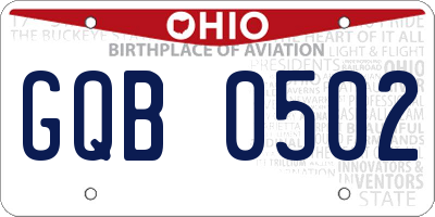 OH license plate GQB0502