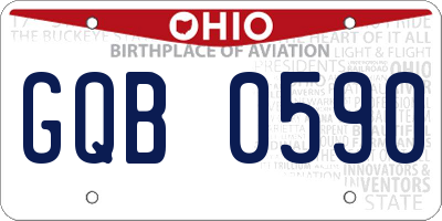 OH license plate GQB0590