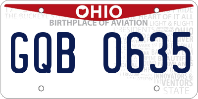 OH license plate GQB0635