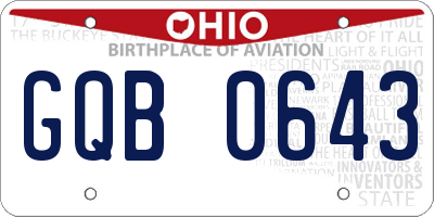 OH license plate GQB0643