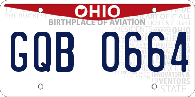 OH license plate GQB0664