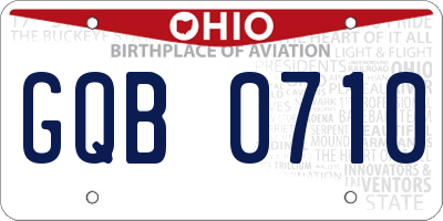 OH license plate GQB0710
