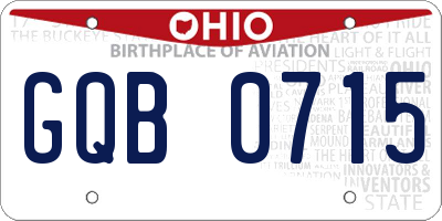 OH license plate GQB0715