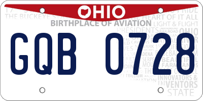 OH license plate GQB0728