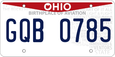 OH license plate GQB0785
