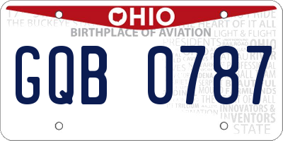 OH license plate GQB0787