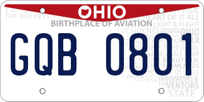OH license plate GQB0801