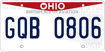 OH license plate GQB0806