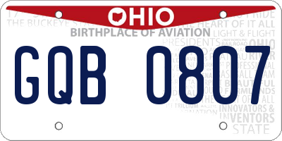 OH license plate GQB0807