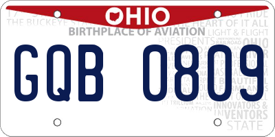 OH license plate GQB0809