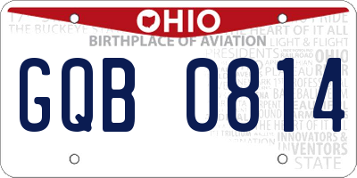OH license plate GQB0814