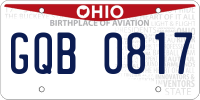 OH license plate GQB0817