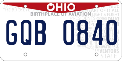OH license plate GQB0840