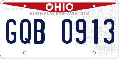 OH license plate GQB0913