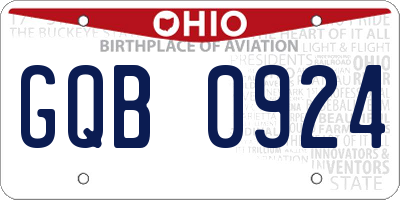 OH license plate GQB0924