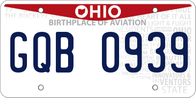 OH license plate GQB0939