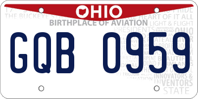 OH license plate GQB0959