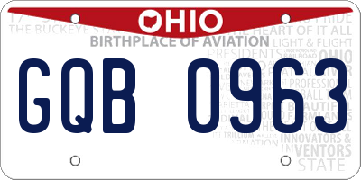 OH license plate GQB0963