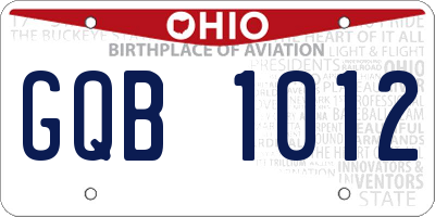 OH license plate GQB1012