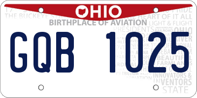 OH license plate GQB1025
