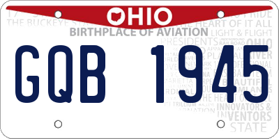 OH license plate GQB1945