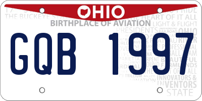 OH license plate GQB1997