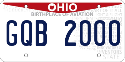 OH license plate GQB2000