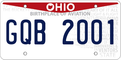 OH license plate GQB2001