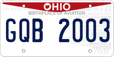 OH license plate GQB2003