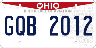 OH license plate GQB2012