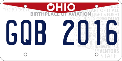 OH license plate GQB2016