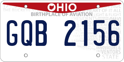 OH license plate GQB2156