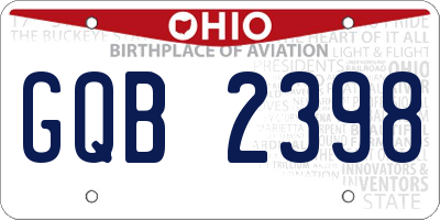 OH license plate GQB2398